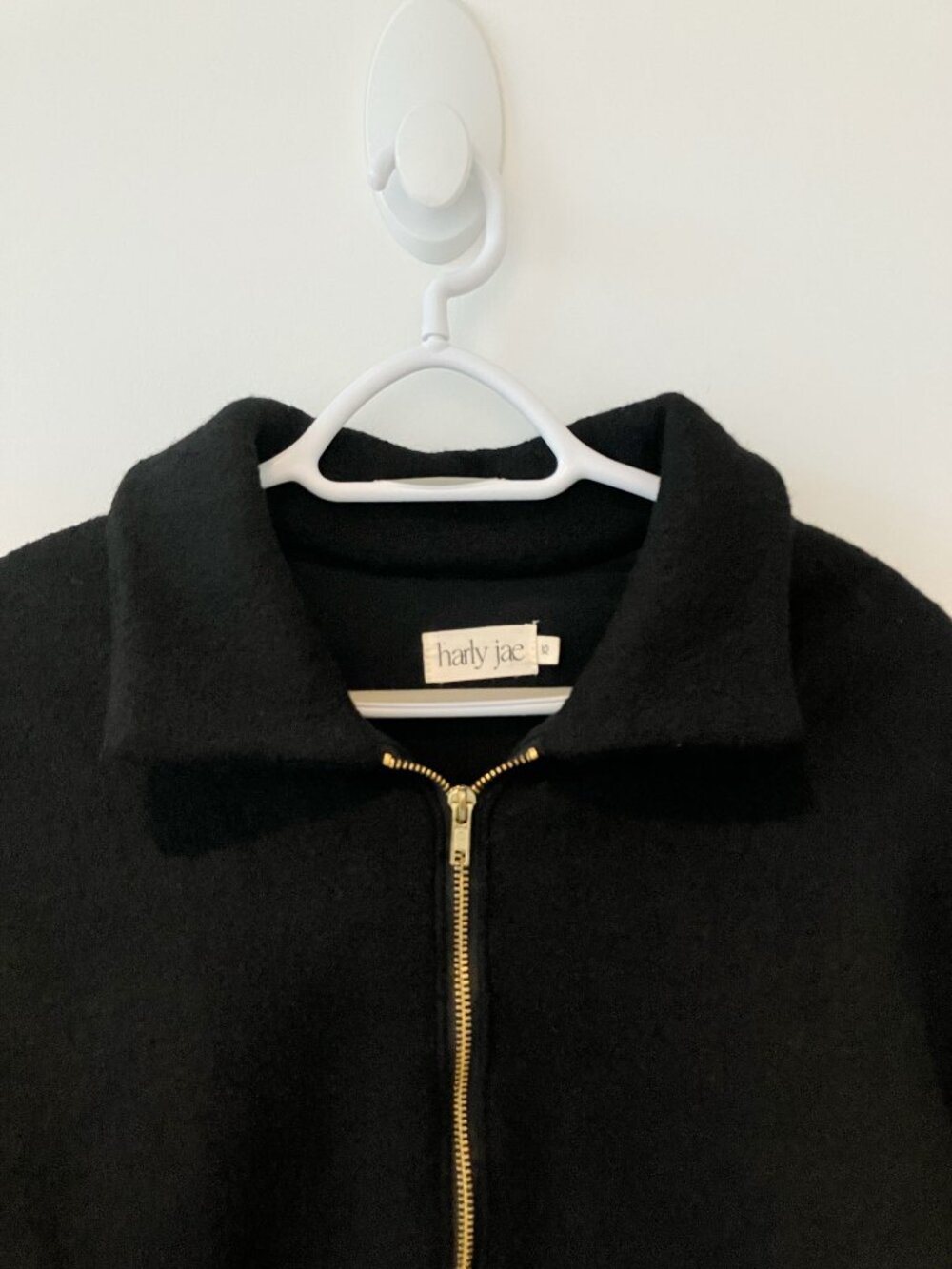 Harly Jae Roam Coat | 100% Wool Oversized Zip Coat | Black - Picture 5 of 6